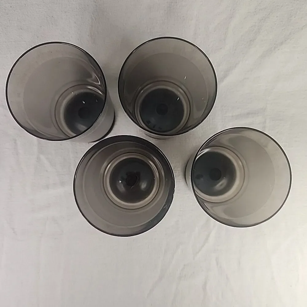 Cups Accalac Plastic Pedestal Smoked 4 Set David Douglas Vintage MCM Very Rare